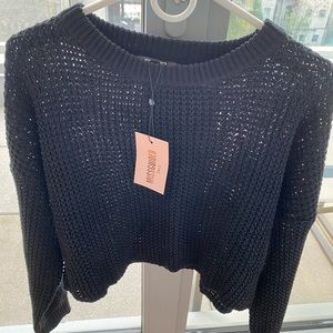 Tall Black Basic Super Cropped Knitted Sweater